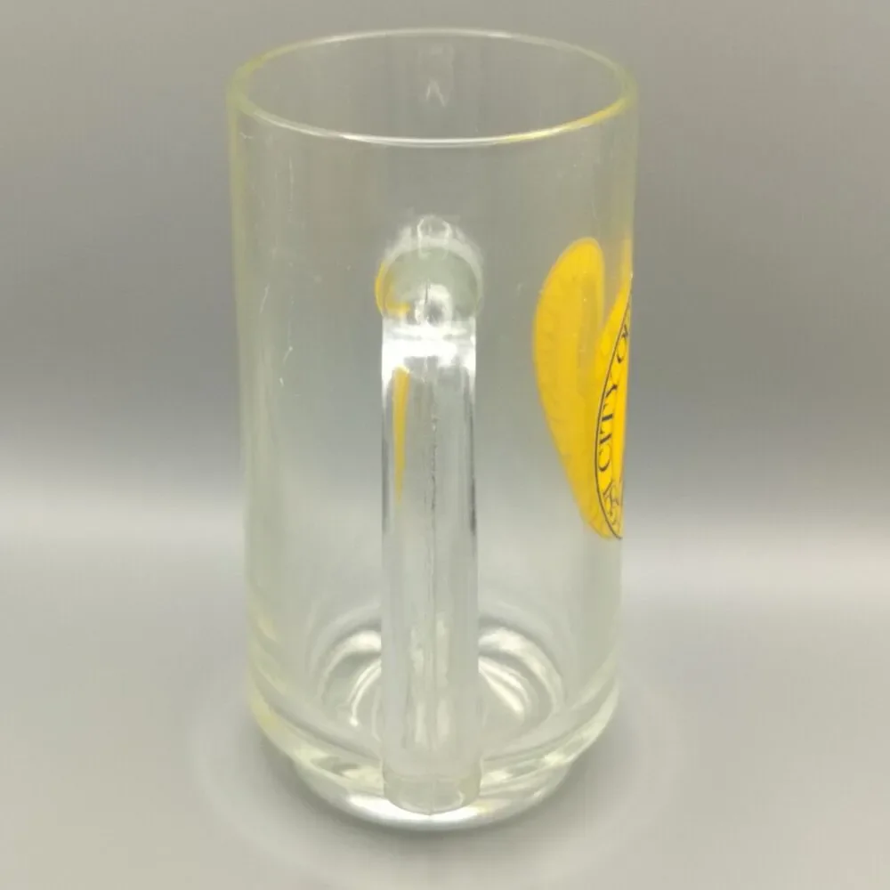 Wyandotte Michigan 1854 City Seal Glass Beer Mug 5.5” Vintage Souvenir